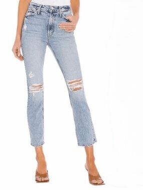 MOTHER The Mid Rise Dazzler Distressed Ankle Jeans